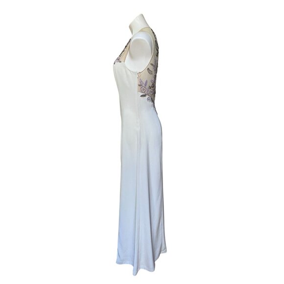 Jovani Y2K Vintage Embellished Cream Maxi Dress Formal Gown Butterfly Whimsical - Picture 5 of 11